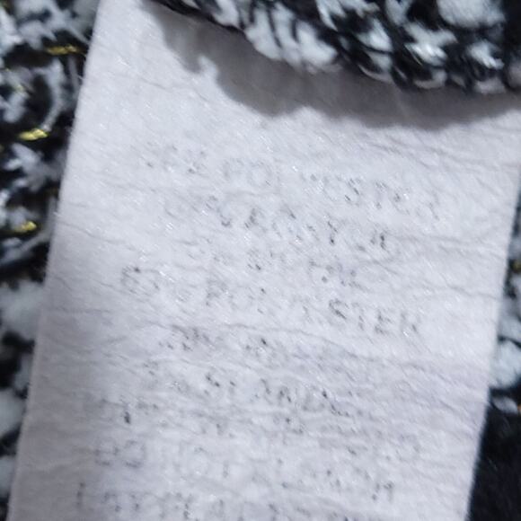 Monteau Sweater Cardigan Knit Black White Gold Metallic Small 3/4 Sleeves Fancy - Picture 8 of 8